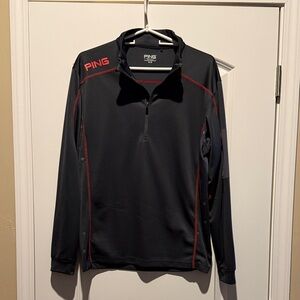 Ping Black Long-Sleeve Quarter-Zip with Red Accents